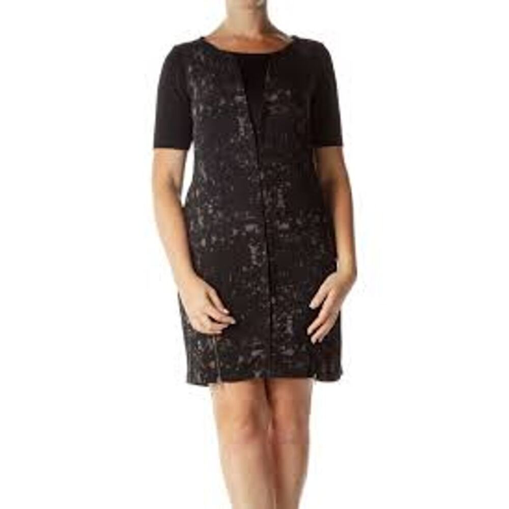 Elie Tahari For Design Nation Dress Woman's‎ XL Black Gray Zipper Accents Boxy